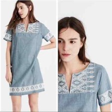 Madewell Embroidered Chambray Tunic Dress XS