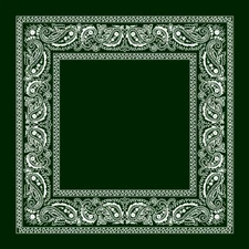 HUNTER GREEN Open Center Paisley BANDANA Head Face Wrap Mask Neck Scarf Cover