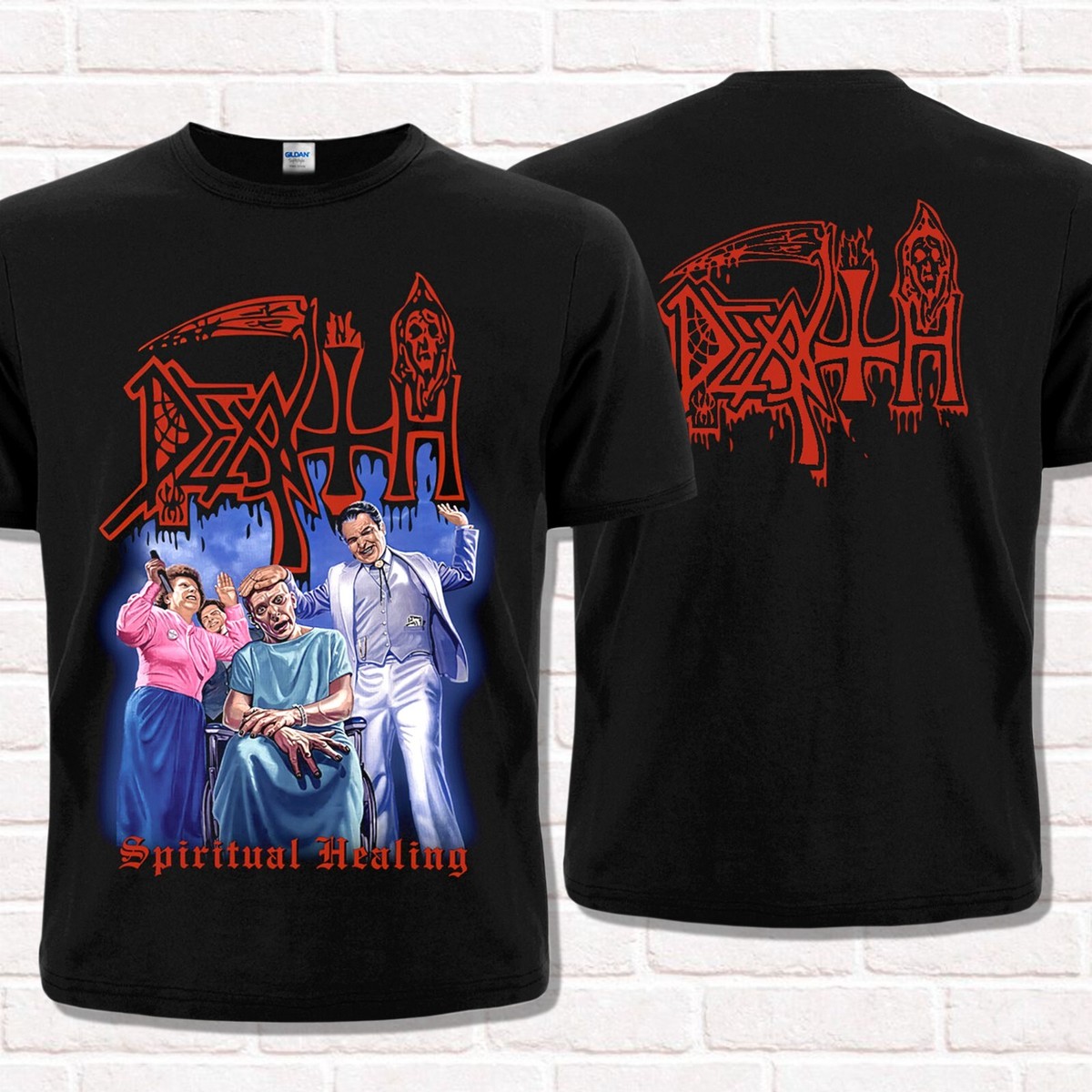 Death Spiritual Healing (1990) Black T-Shirt. Technical