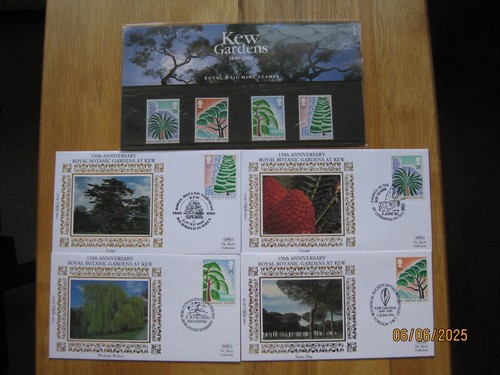 PRESENTATION PACK - NO 208 GB 1990 - KEW GARDENS - PLUS 4 BENHAM FDCS