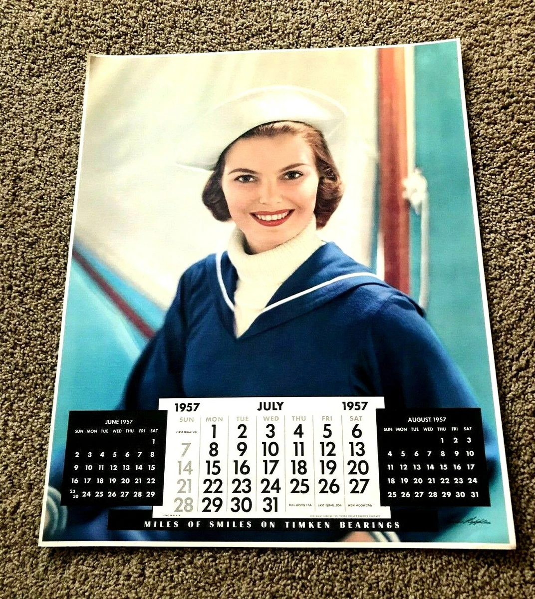 july-1957-pretty-gal-bride-birthday-month-calendar-art-print-16-x-24-ebay