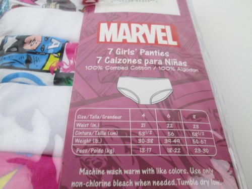 Lot of 2 packages MARVEL Girls Underwear 7 Pack Panties each - Size 6 NEW - Picture 5 of 5