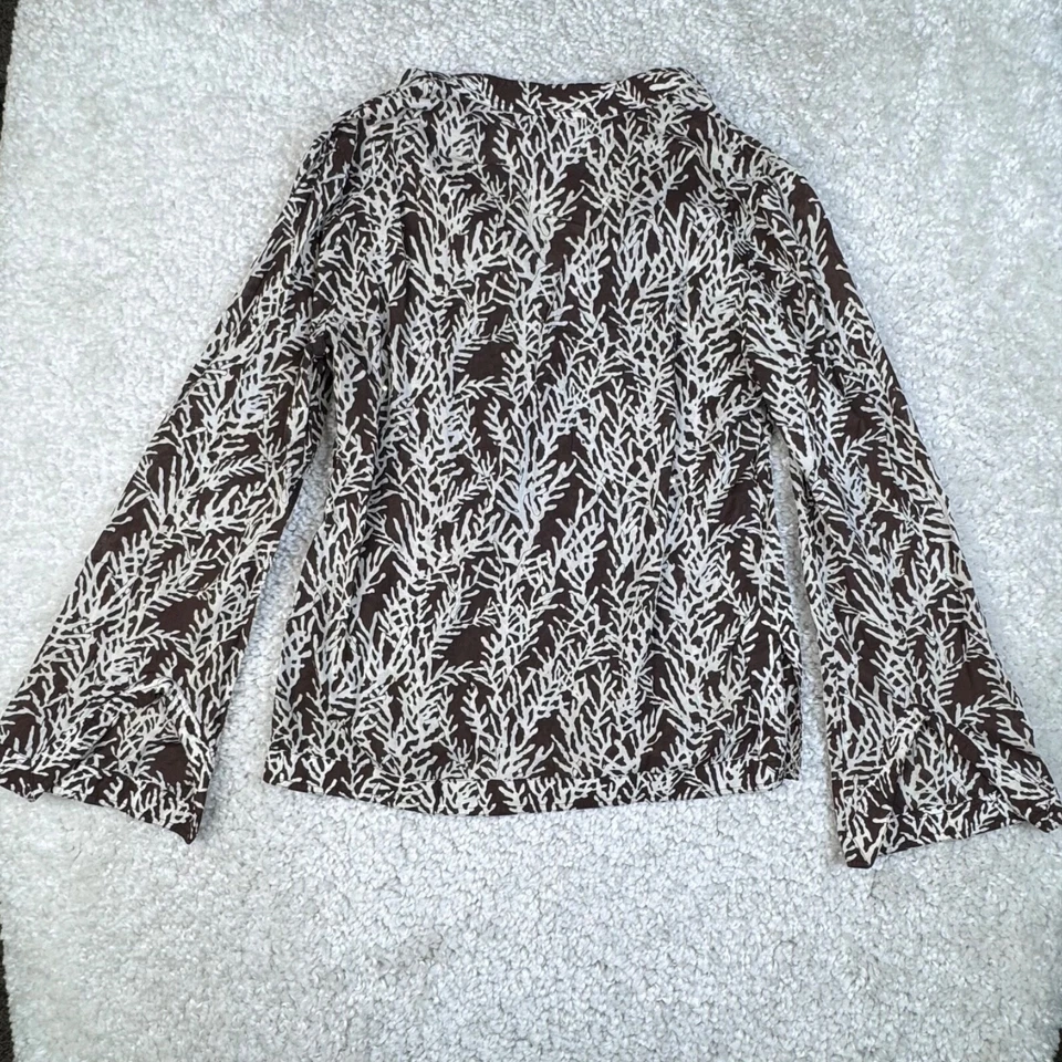 Tory Burch Cotton Reef Sequin Print Tunic Brown Womens 6 - Image 2 of 4