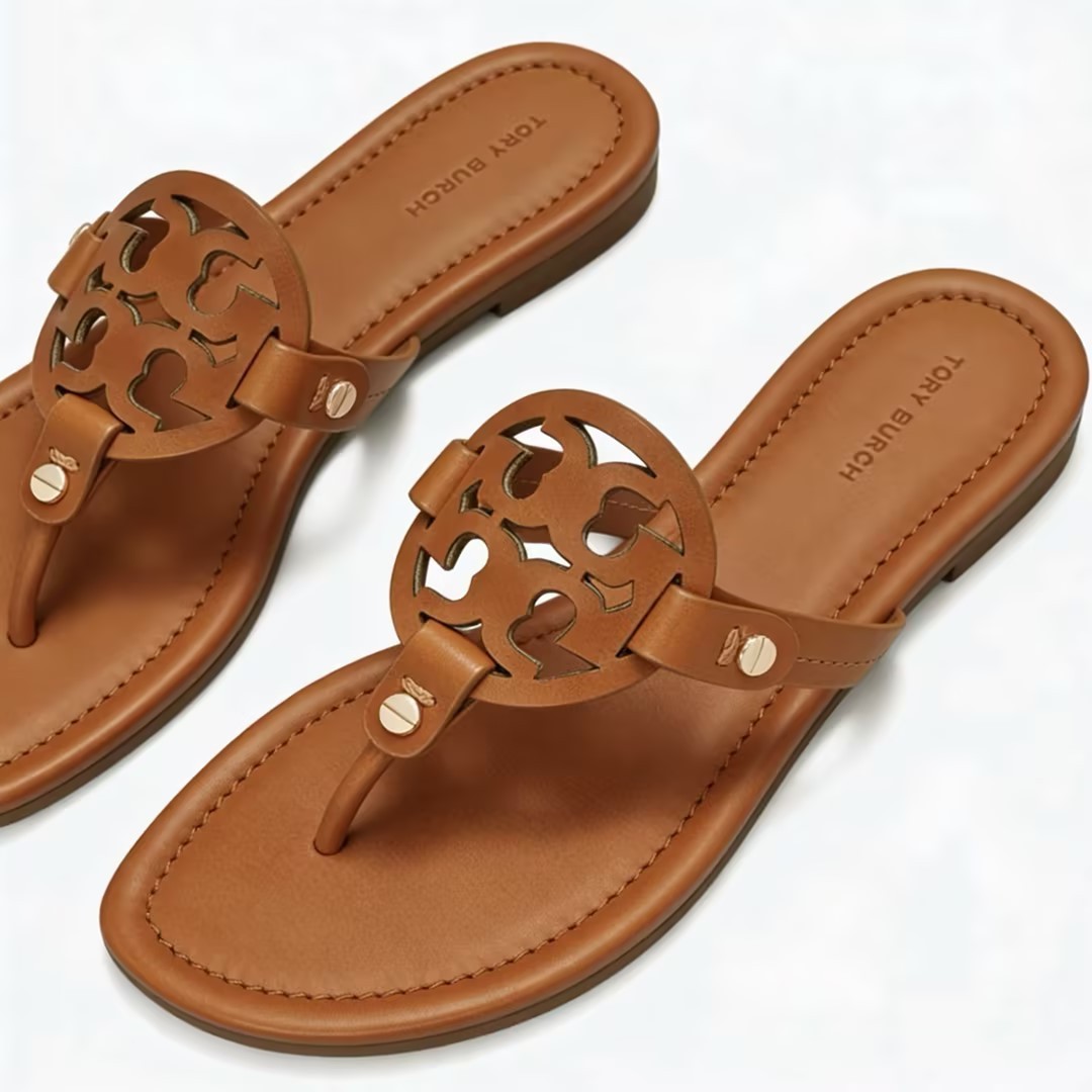 Tory Burch Miller Sandal Vintage Vachetta Soft Calf Leather Patent Women's US 8 thumbnail 5