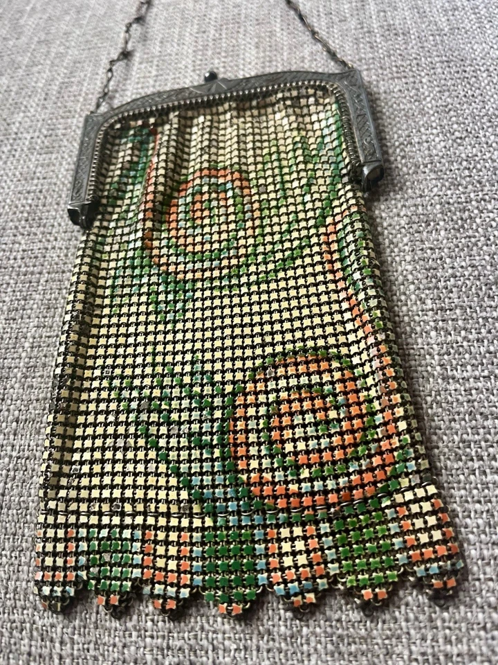 Antique Art Nouveau Mesh Evening Purse Flapper Girl Chainmail Victorian Deco - Image 2 of 4