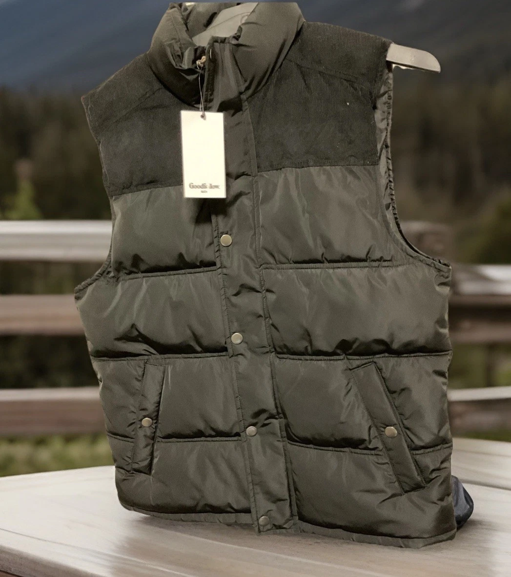 🎥 Goodfellow Men's SMALL Black Midweight Puffer Sleeveless Jacket Vest 🆕