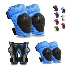 GEQID Kids Knee Pads Elbow Free Size 4-12 years or 40-80lbs , Blue