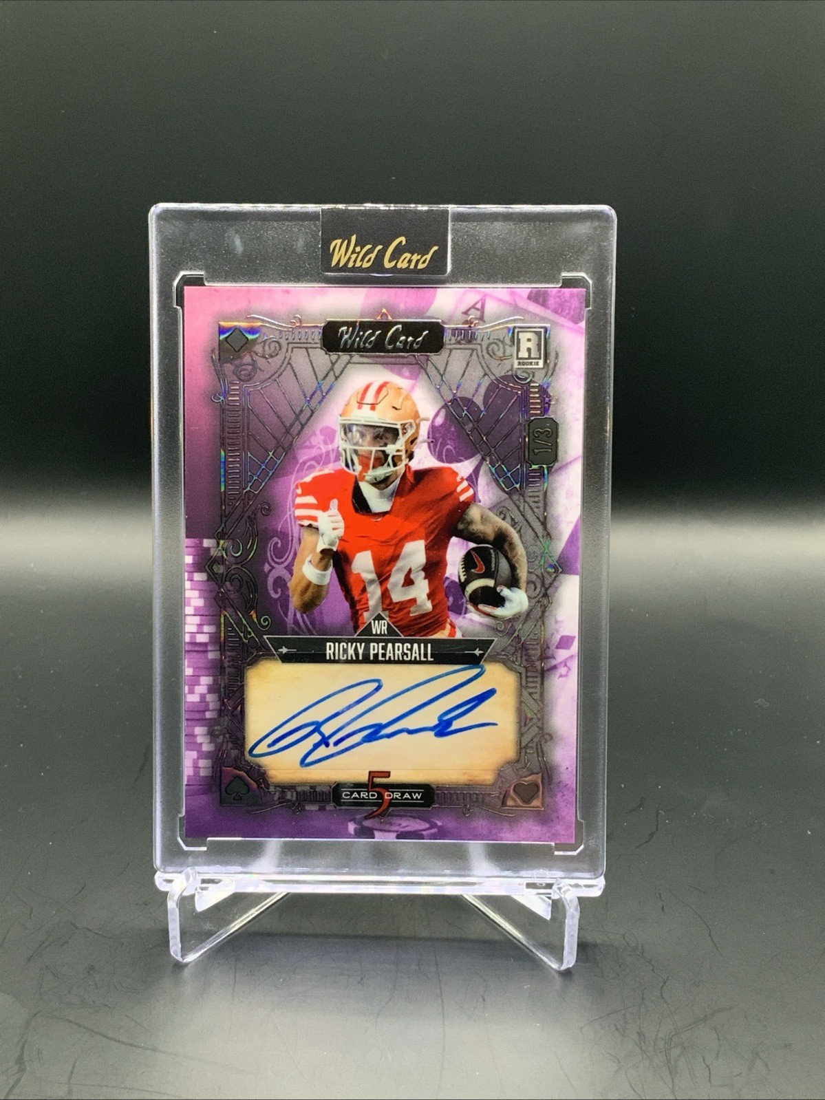 Ricky Pearsall Wild Card 5 Card Draw Hobby Autographs #RP Contemporary-Rainbow Foil-Purple/Pink