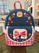 LOUNGEFLY STRAWBERRY SHORTCAKE DENIM BACKPACK  NWT 