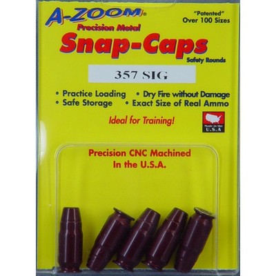 A-Zoom 357 Sig Snap Caps 5 Pack Aluminum Hard Anodized Training Rounds Red