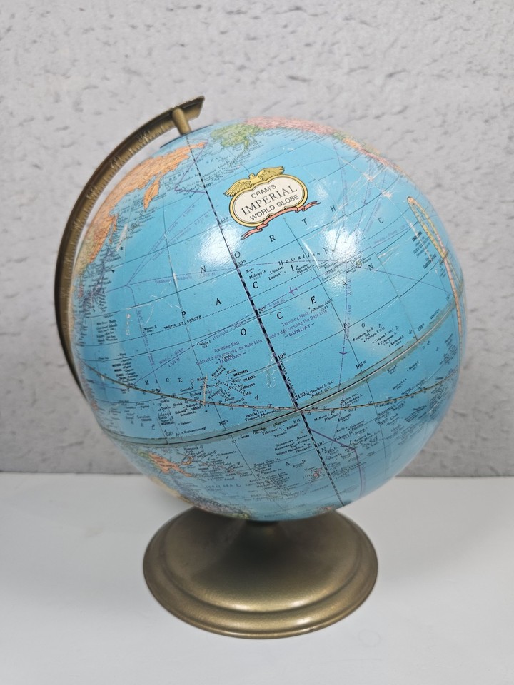 George F. Cram Imperial 12” World Globe Metal Base Desktop Educational Geography