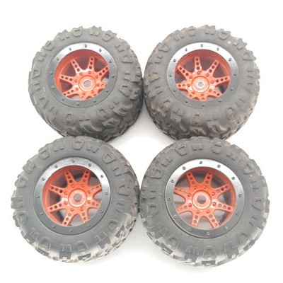 CRACKS: 4x Vintage Proline MOAB 40 Series 1/8 Monster Truck Tires & Wheels 17mm