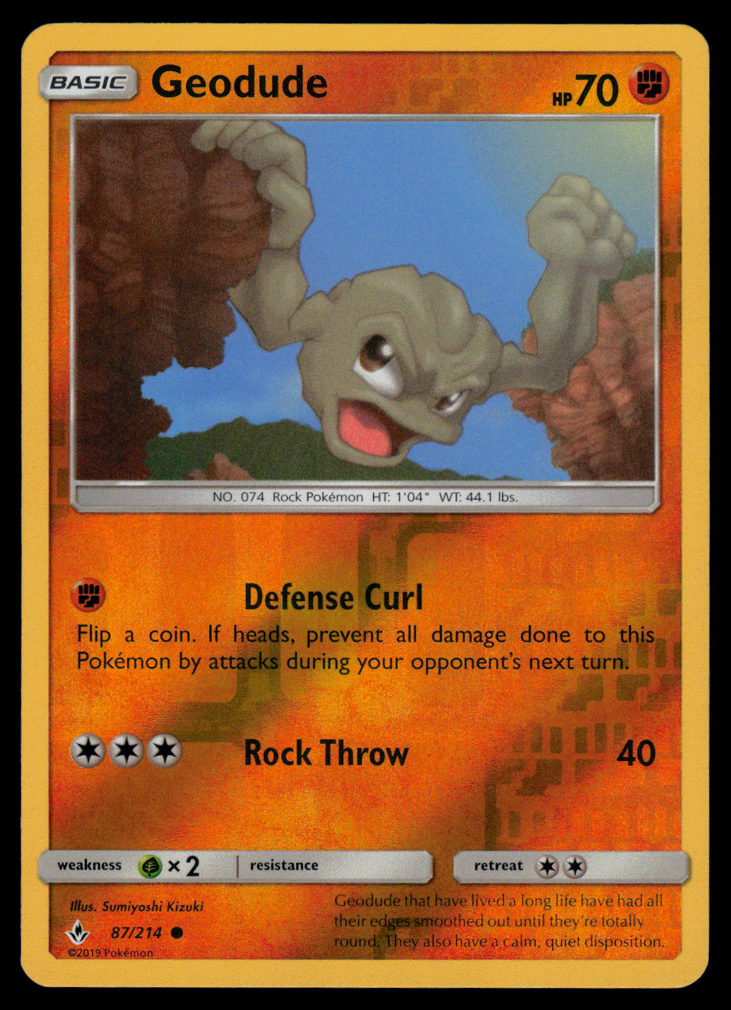 NM/EXC - Pokemon Geodude 87/214 Unbroken Bonds Reverse Holo Common