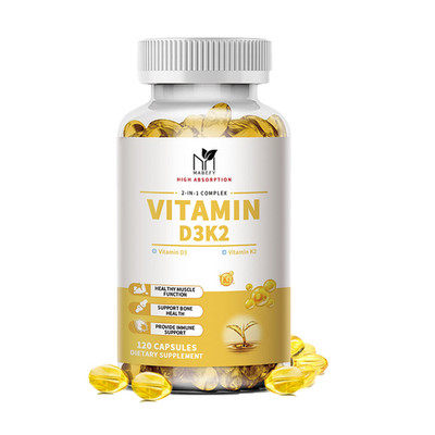 Vitamin D3 1000 IU + K2 MK7 45mcg Capsules - Bone & Heart Health-120 Softgels