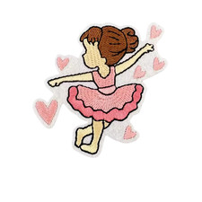 Little Girl Dance Ballet Pink Ballerina Dancer Patch, Iron On/Sew On