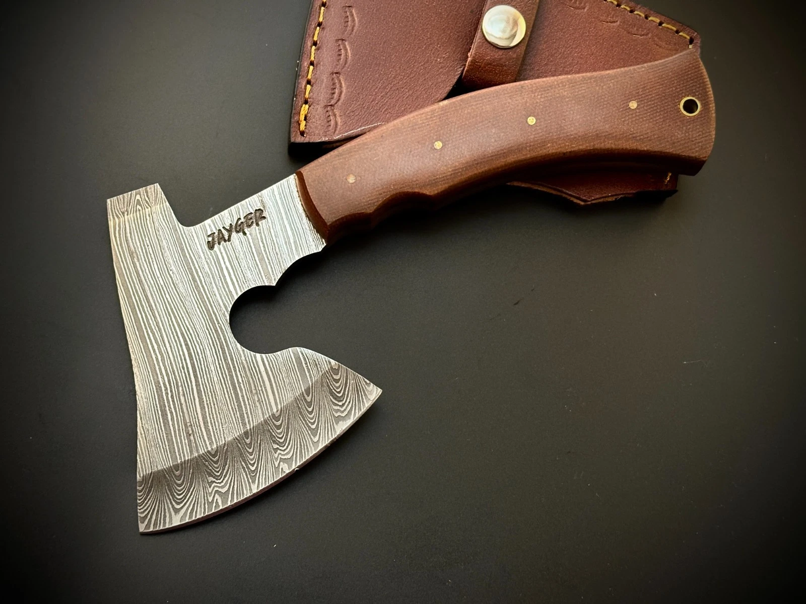 Handmade Axe | Functional | Camping & Hiking | Damascus Steel | Leather Sheath