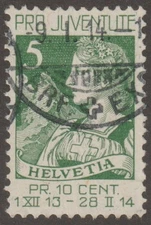 EDSROOM-20513 Switzerland B1 Used 1913 Complete Semi Postal CV$11.50