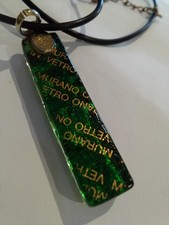 Authentic Murano Glass Bar Pendant Necklace Green camouflage