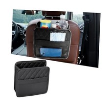 Car Seat Back Organizer, Leather Multipurpose Automotive Hanging Storage Black