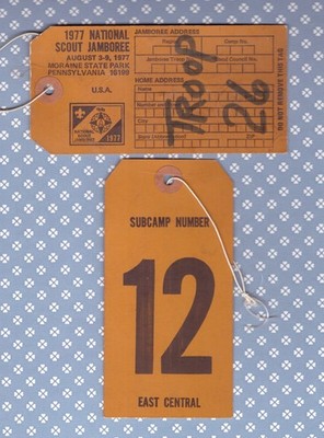 National Jamboree 1977  Baggage Tag East Central Region -Used- Sub Camp 12