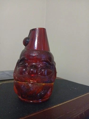 Vintage Fenton Santa Fairy Lamp Amberina - Hard to Find