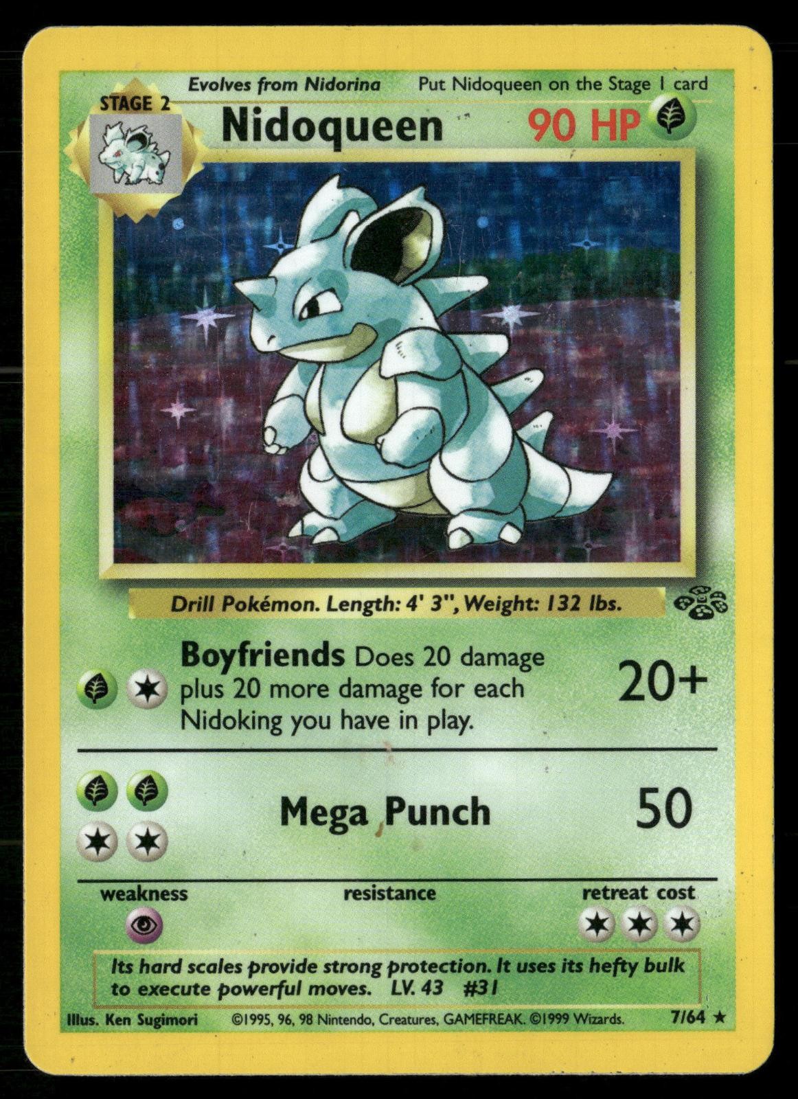 Nidoqueen 7/64 Rare Jungle Pokemon Unlimited Holo MP