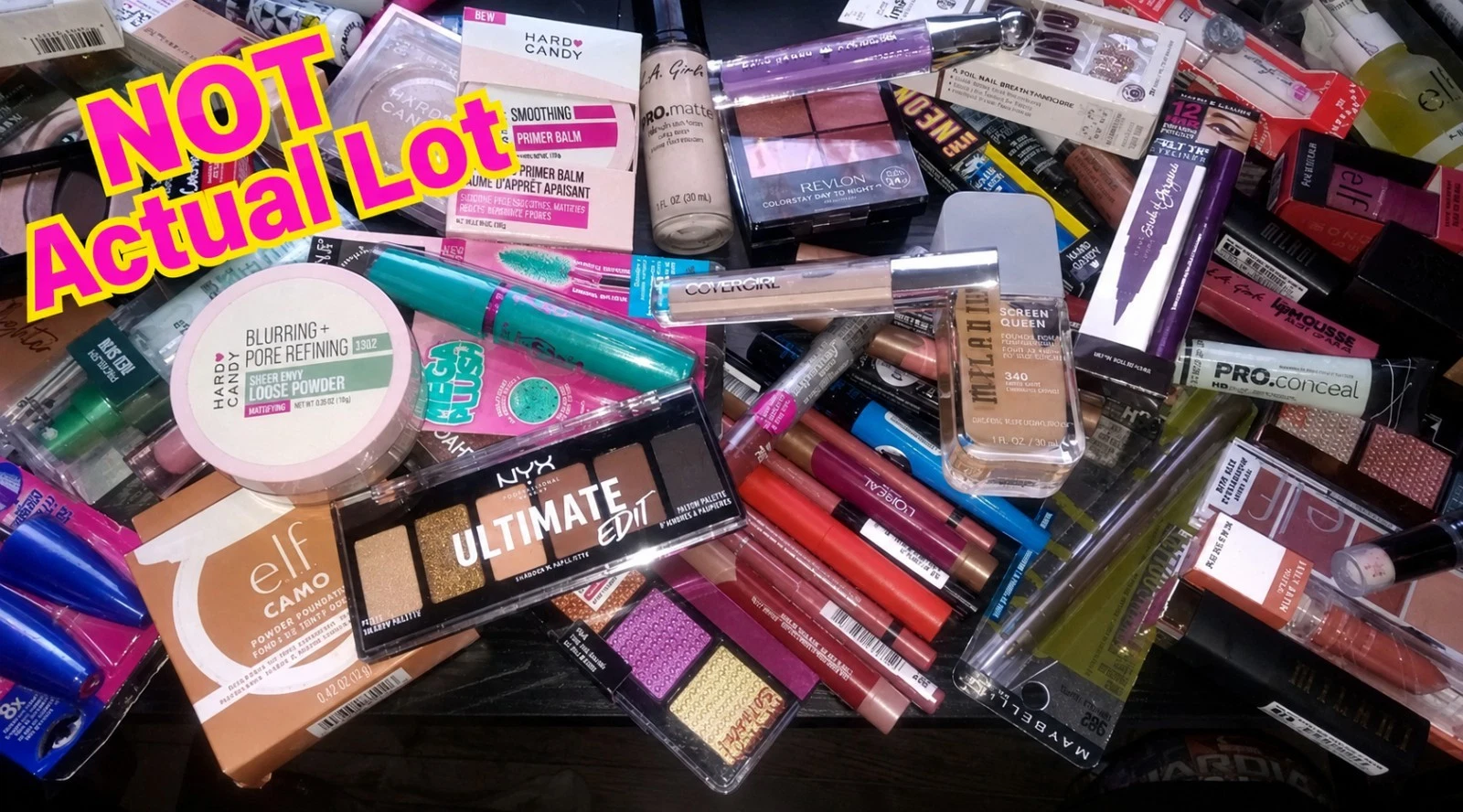 100 Pc Mixed Namebrand/Generic Makeup/Tools Lot: CoverGirl NYX L'Oreal Etc READ