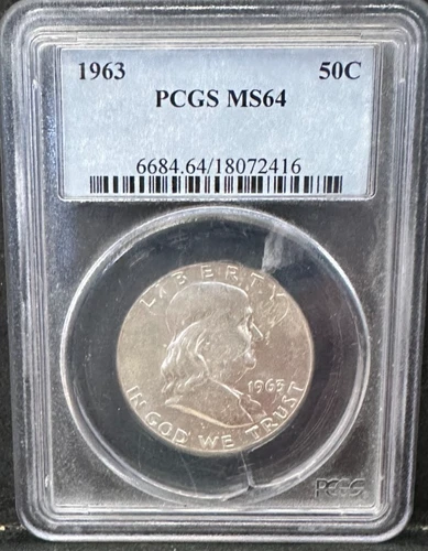 1963 50C Franklin Half Dollar PCGS MS64