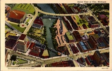 Flint Michigan MI : AERIAL VIEW d/13 AV7387