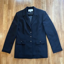 Tahari Arthur S. Levine Classic Black Blazer Jacket Size 10 Shoulder Pads Lined