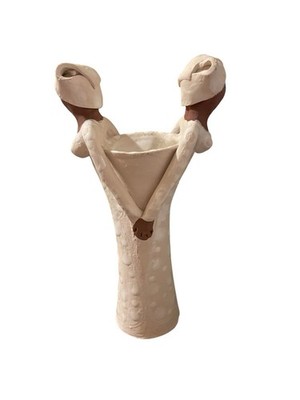 Studio Pottery Ubuntu Piece VK 2017 Two Women Figures Holding Hands 8 - African