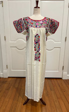 San Antonino Maxi Dress, Oaxaca Mexican dress. hand Embroidered. Silk Threads,