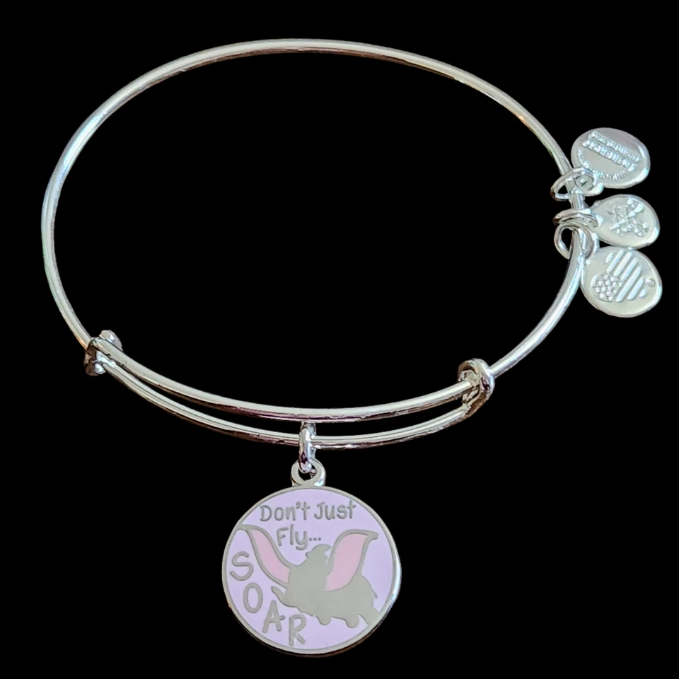 Alex And Ani Disney Parks Dumbo Don't Just Fly Soar Conjunto de Pulseira de Prata - Imagem 4 de 4