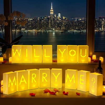 Luminary Paper Bags Wedding Proposal Decorations Will You Marry Me Light Up