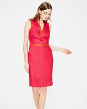 Boden Dress Womens 12 hot pink orange linen sleeveless v neck pocket Summer Chic