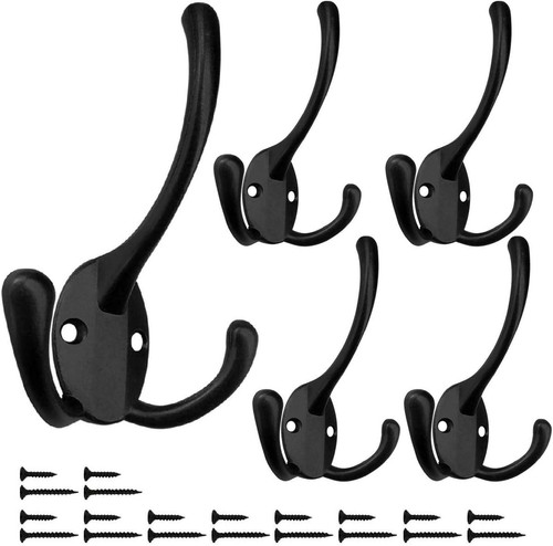 Wandgarderobenhaken 5er Pack Schwerlast schwarz Hardware Robe 5 Haken, - Bild 4 von 7