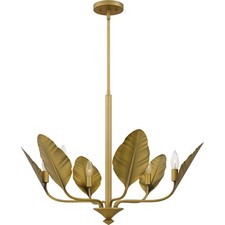 Aged Brass Six Light Chandelier from the Bayley Collection