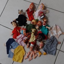 Lot De 10 Marionnettes à Main Vintage Des Années 60 - Poupées Anciennes Pour Collection