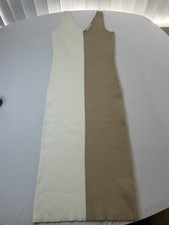Willow & Wind Beige White Colorblock Knit Maxi Dress V-Neck Sleeveless Size S