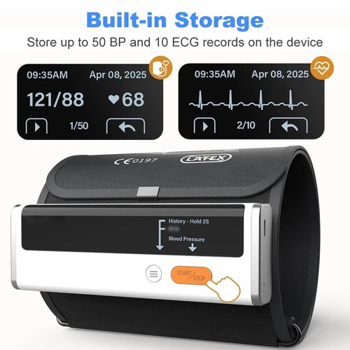 Checkme BP2 Bluetooth Upper Arm Blood Pressure Monitor with AI ECG Detects AFib