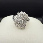 Vintage Sterling Silver 925 Waterfall Cluster CZ Cocktail Ring Size 5