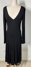 Lauren Ralph Lauren Black Deep V Neck Dropped Waist Maxi Dress Sz M Witchy Boho