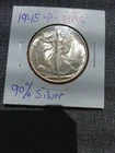 1945 Walking Liberty Half Dollar 50c  AU-UNC. 90% Silver U.S. Coin Free Shipping