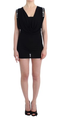 Roccobarocco Black Embellished Jersey Mini Sheath Short Women's Dress Authentic
