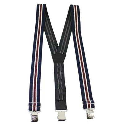 Hosenträger Y-Form 3 Clip 40 mm breit Damen Herren dunkelblau weiß dunkelrot - Bild 1 von 2
