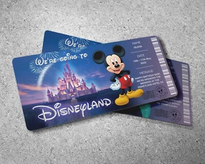 LCM GRAPHICS Disneyland Ticket | Personalised Surprise Reveal Trip/Holiday Disney | Keepsake