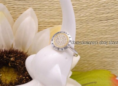 NEW Authentic Pandora Silver Gold SIGNATURE Pave Ring 52 196231CZ RETIRED 