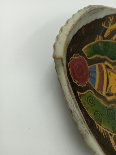 Unique shape valadalen Sweden hand painted pottery bowl artist signed 1956 - Picture 10 of 13
