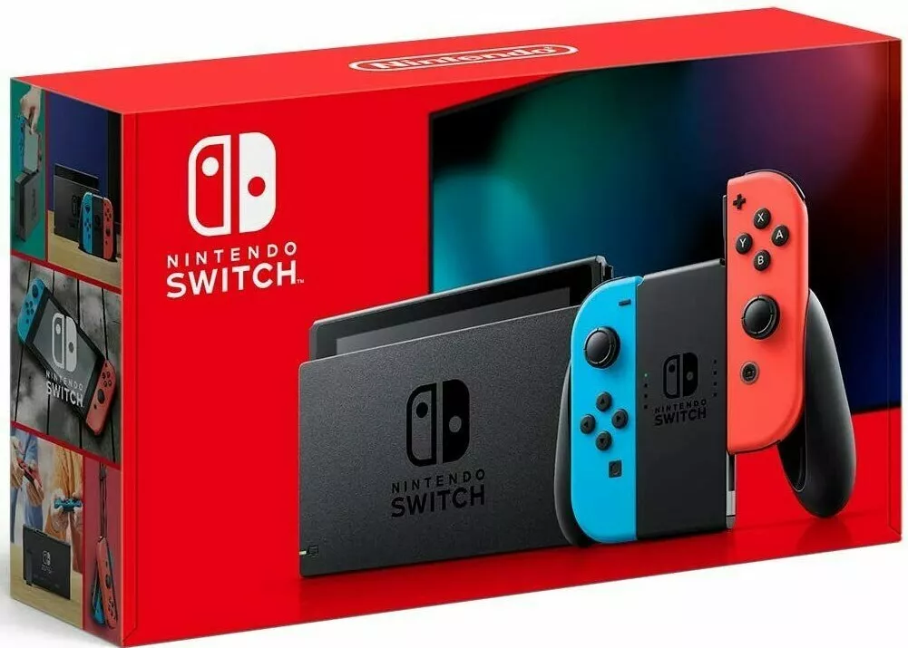 🔥NEW Nintendo Switch + Neon Joy Cons 32GB Gaming Console +FREE 2 