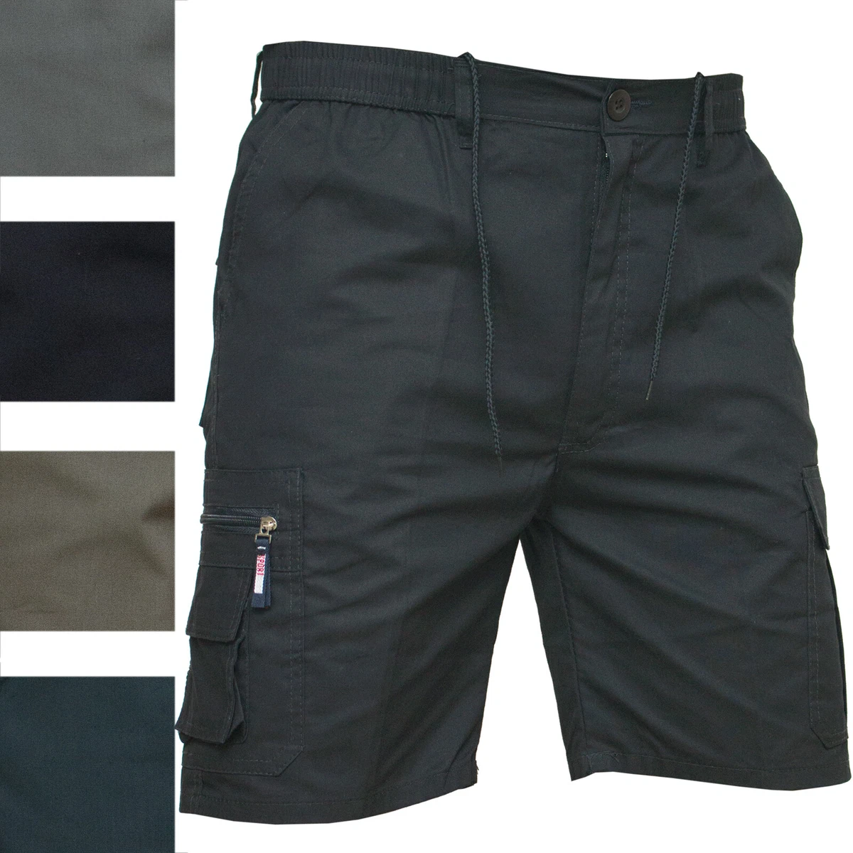 Pantaloncini Uomo Elastici Con Coulisse E Tasche Con Cerniera – Comfort Sportivo Per Casa E Outdoor, Vita Regolabile 28-48, Verde Scuro Taglia 58